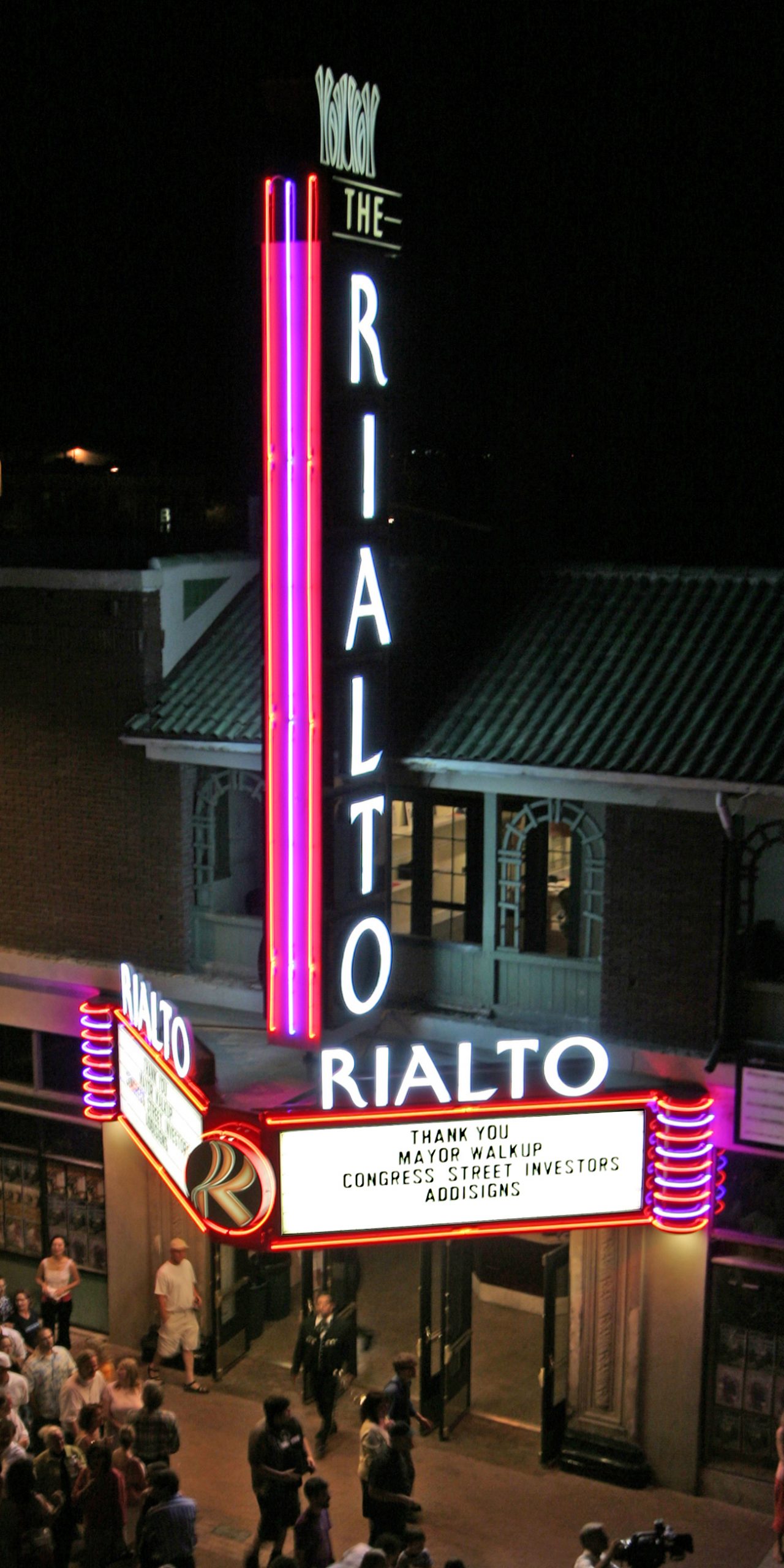June 24, 2005 official lighting ceremony of the new Rialto Theatre marquee.